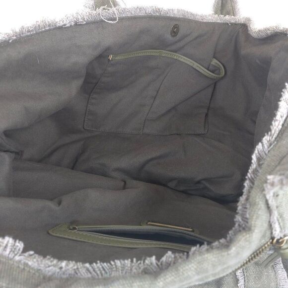 Steve Madden Canvas Military Inspired Tote Bag Patches Green New - Picture 6 of 7